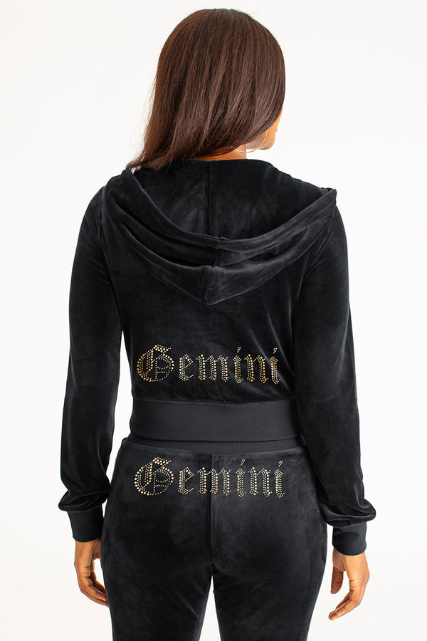 juicy couture Gemini Customizable Big Bling Velour Hoodie