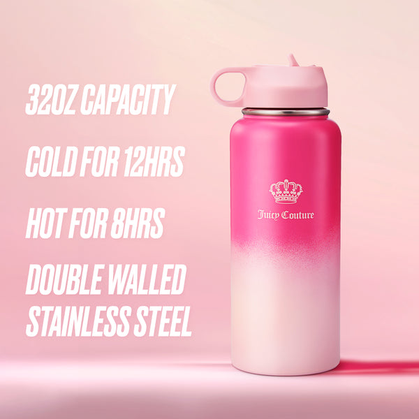 Juicy Couture Go Girl Stainless Steel Water Bottle With Pop-up Straw