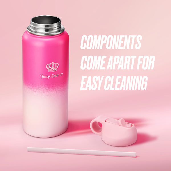 Juicy Couture Go Girl Stainless Steel Water Bottle With Pop-up Straw