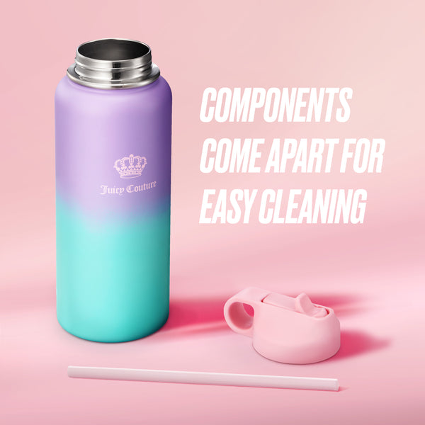 Juicy Couture Go Girl Stainless Steel Water Bottle With Pop-up Straw