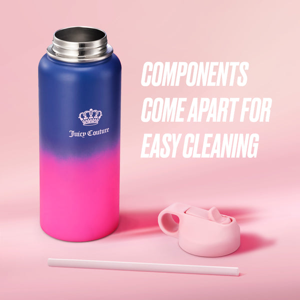 Juicy Couture Go Girl Stainless Steel Water Bottle With Pop-up Straw