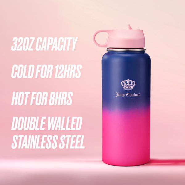 Juicy Couture Go Girl Stainless Steel Water Bottle With Pop-up Straw