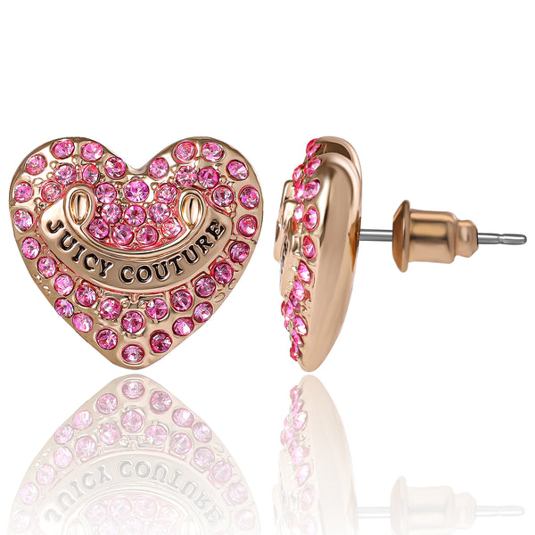 Juicy Couture Heart Stud Earrings With Crystal Accents