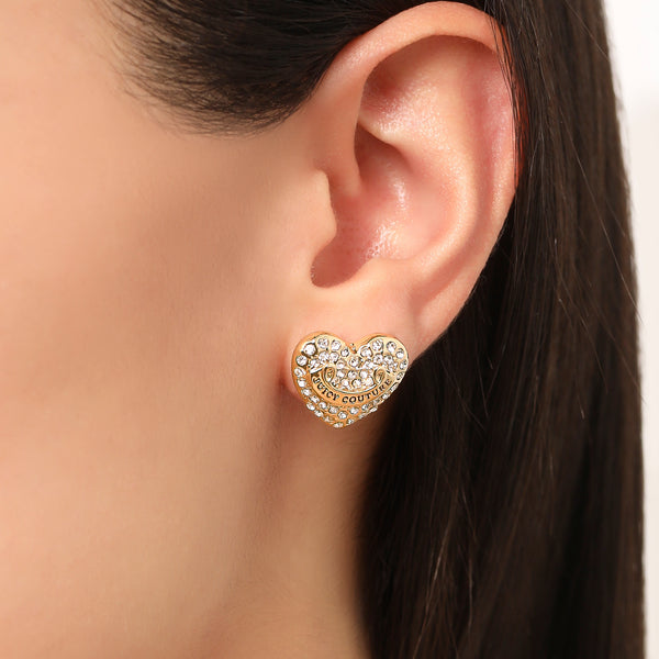 Juicy Couture Heart Stud Earrings With Crystal Accents