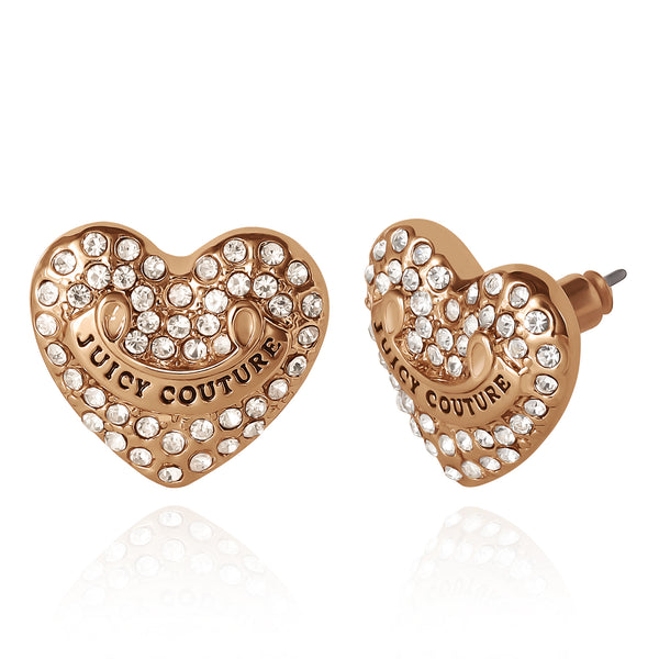 Juicy Couture Heart Stud Earrings With Crystal Accents