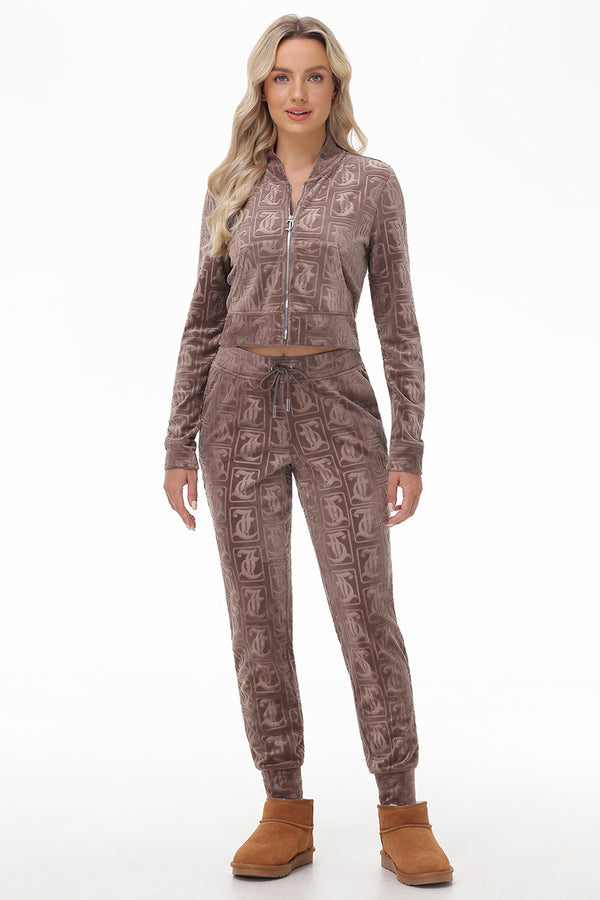 Juicy Couture Big Bling Embossed Velour Jogger