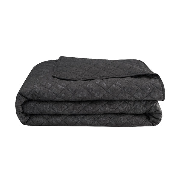 Juicy Couture Black Leopard Embossed Quilt Set