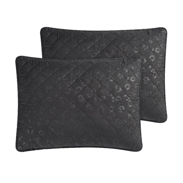 Juicy Couture Black Leopard Embossed Quilt Set