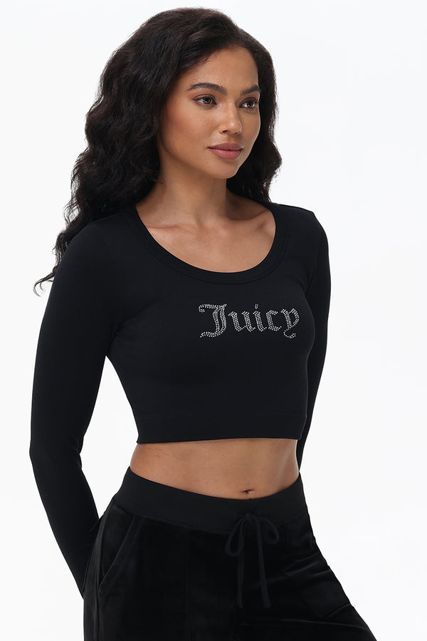 Juicy Couture Cropped Long Sleeve Baby Tee
