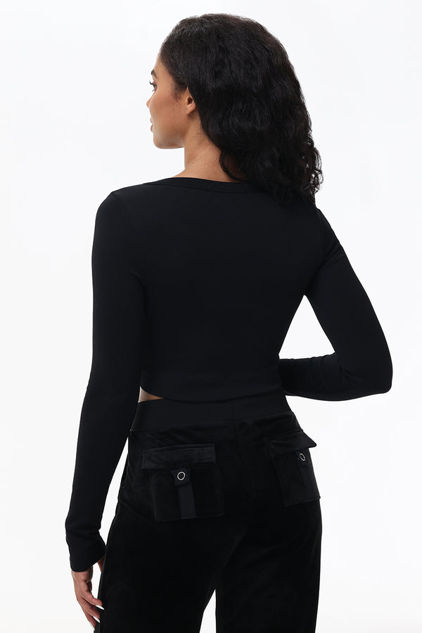 Juicy Couture Cropped Long Sleeve Baby Tee