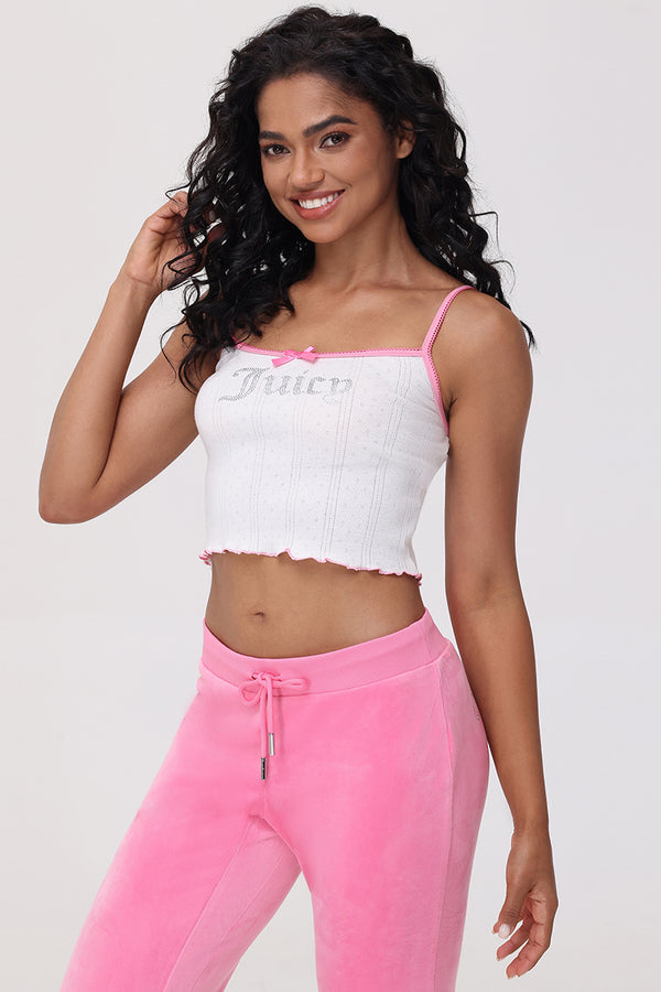 Juicy Couture Cropped Pointelle Juicy Tank