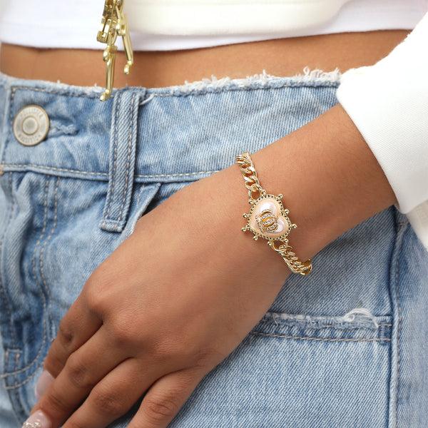 Juicy Couture Crown Heart Charm Chain Bracelet