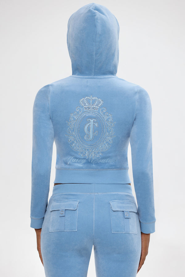 Juicy Couture Crown Heritage Cotton Velour Hoodie