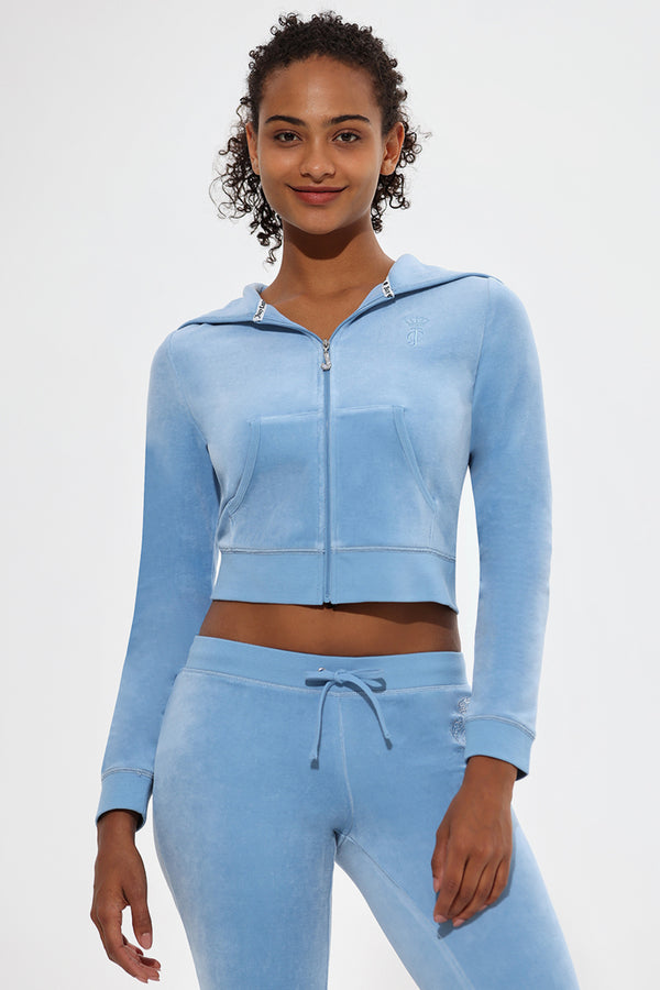 Juicy Couture Crown Heritage Cotton Velour Hoodie