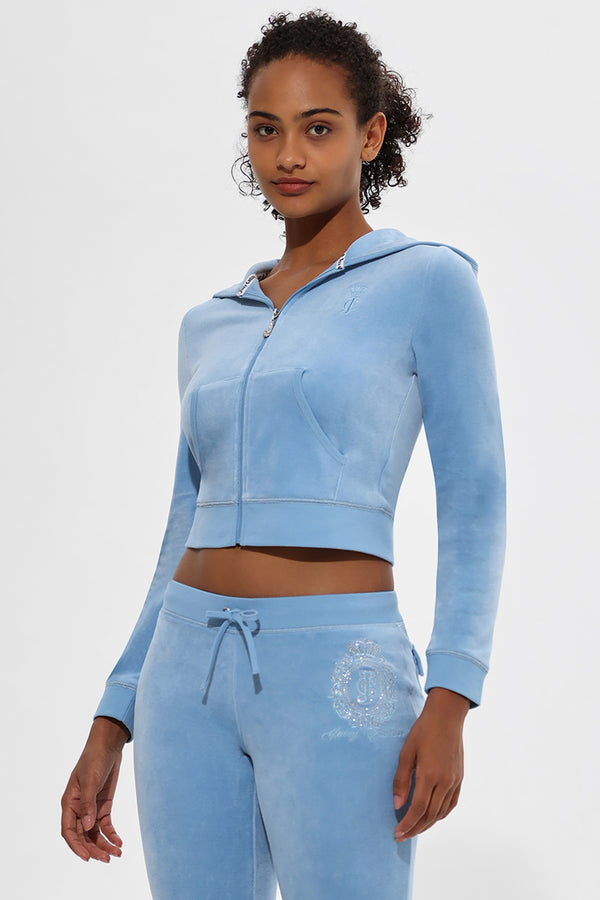Juicy Couture Crown Heritage Cotton Velour Hoodie