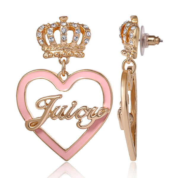 Juicy Couture Crown & Pink Heart Drop Earrings