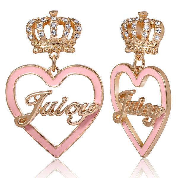 juicy couture Crown & Pink Heart Drop Earrings
