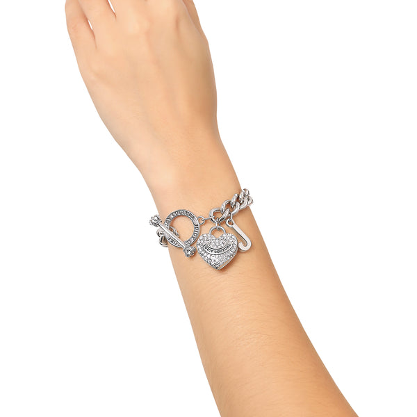 Juicy Couture Crystal Heart Charm Toggle Bracelet