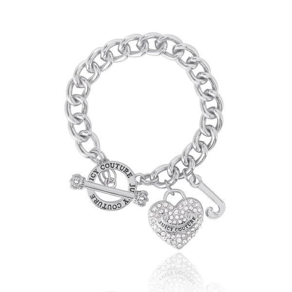 juicy couture Crystal Heart Charm Toggle Bracelet