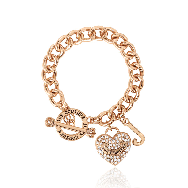 juicy couture Crystal Heart Charm Toggle Bracelet