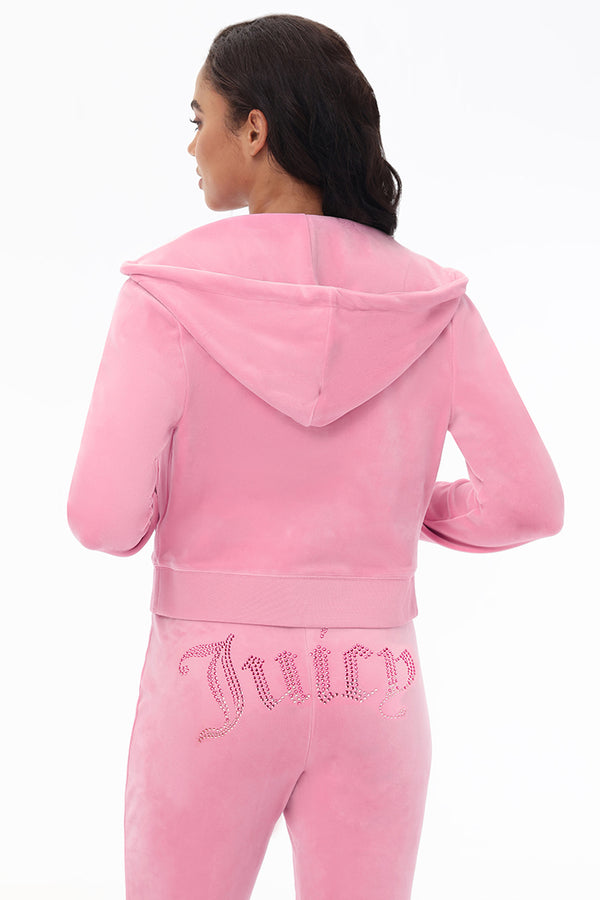 Juicy Couture Front Ombre Big Bling Velour Hoodie