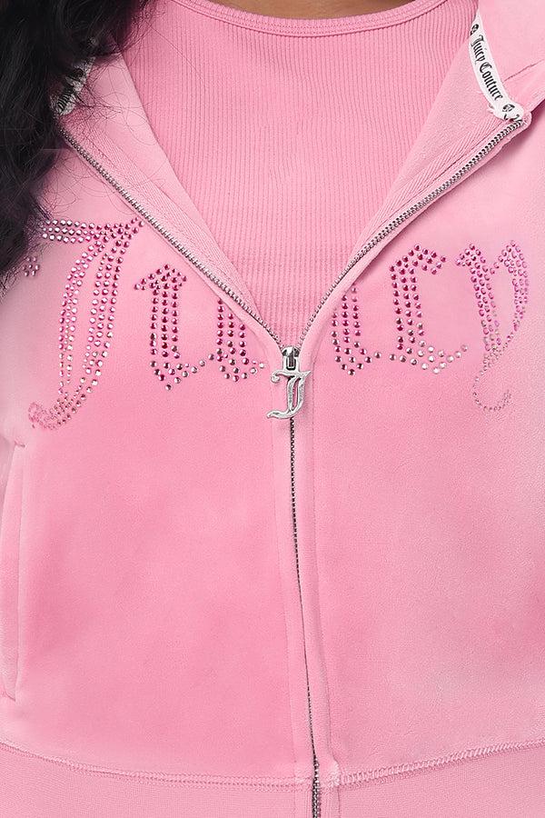 Juicy Couture Front Ombre Big Bling Velour Hoodie