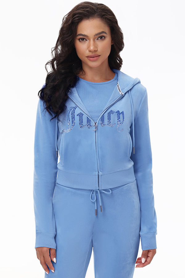 juicy couture Front Ombre Big Bling Velour Hoodie