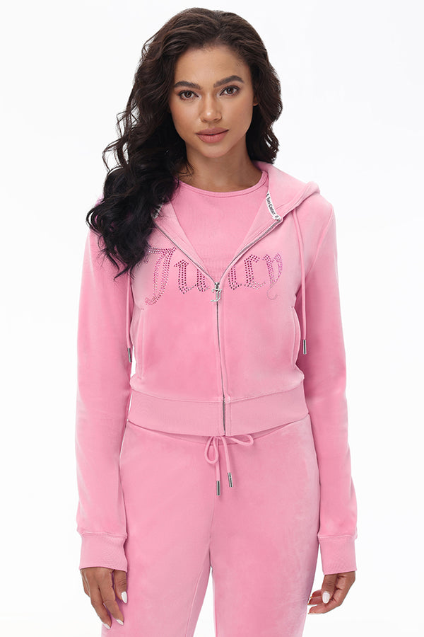 juicy couture Front Ombre Big Bling Velour Hoodie
