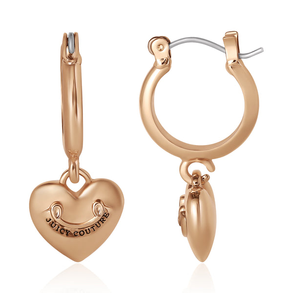Juicy Couture Heart Charm Hoop Earrings