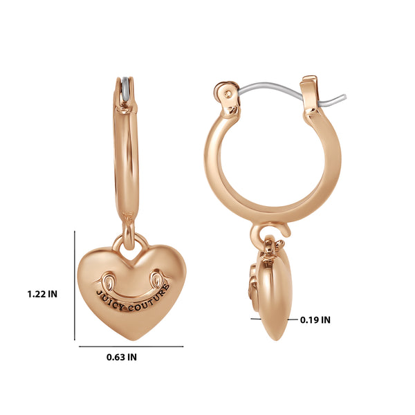 Juicy Couture Heart Charm Hoop Earrings