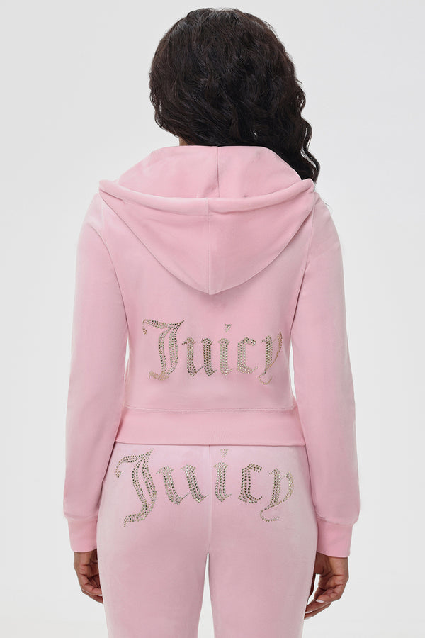 juicy couture OG Big Bling Velour Hoodie