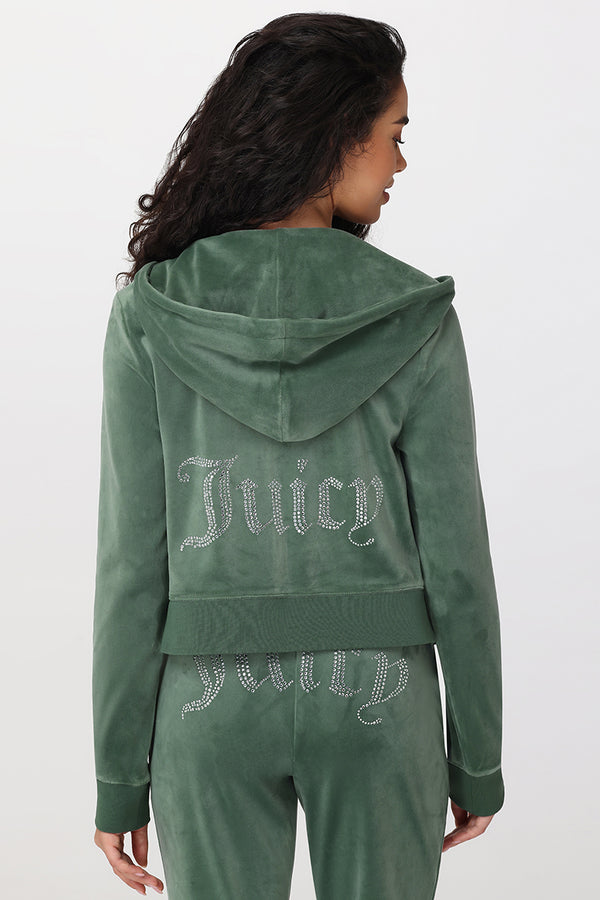 juicy couture OG Big Bling Velour Hoodie