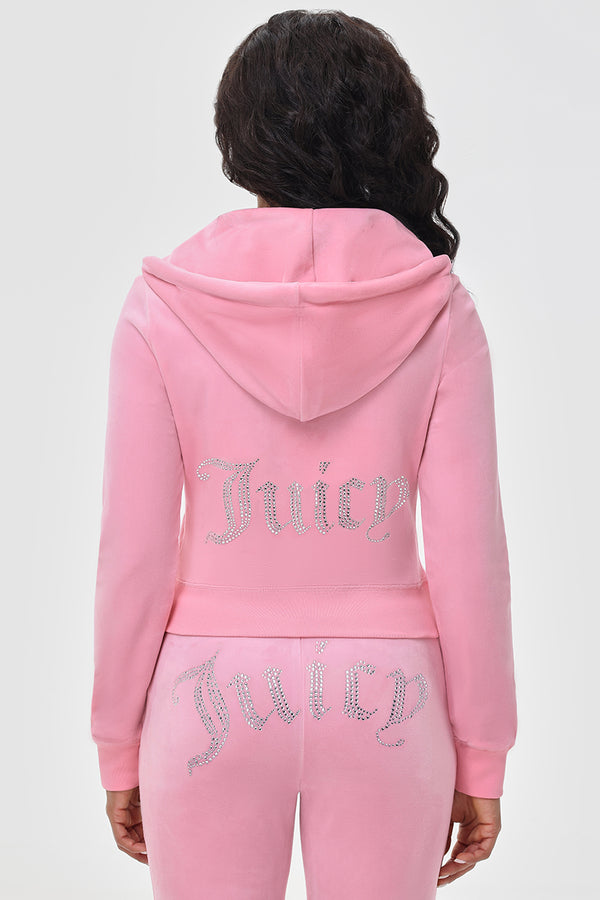 juicy couture OG Big Bling Velour Hoodie