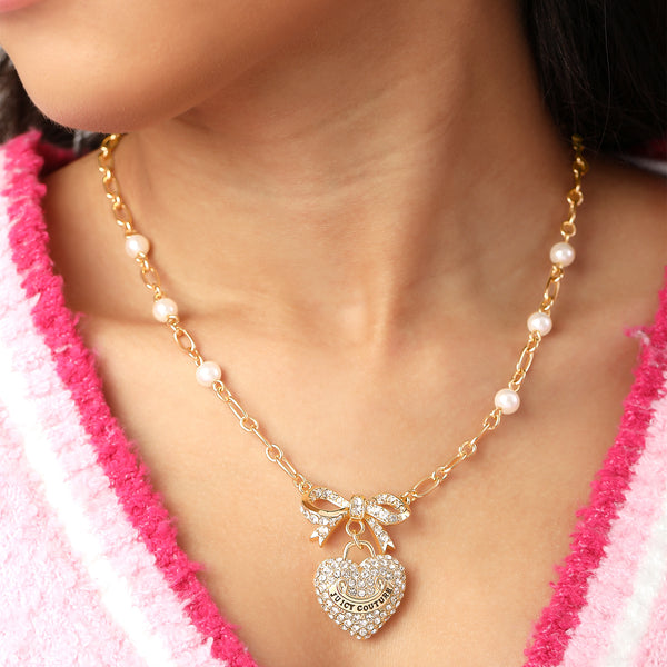 Juicy Couture Pearl Heart Pendant Necklace