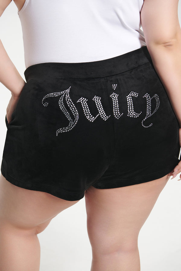 Juicy Couture Plus-Size Big Bling Velour Shorts