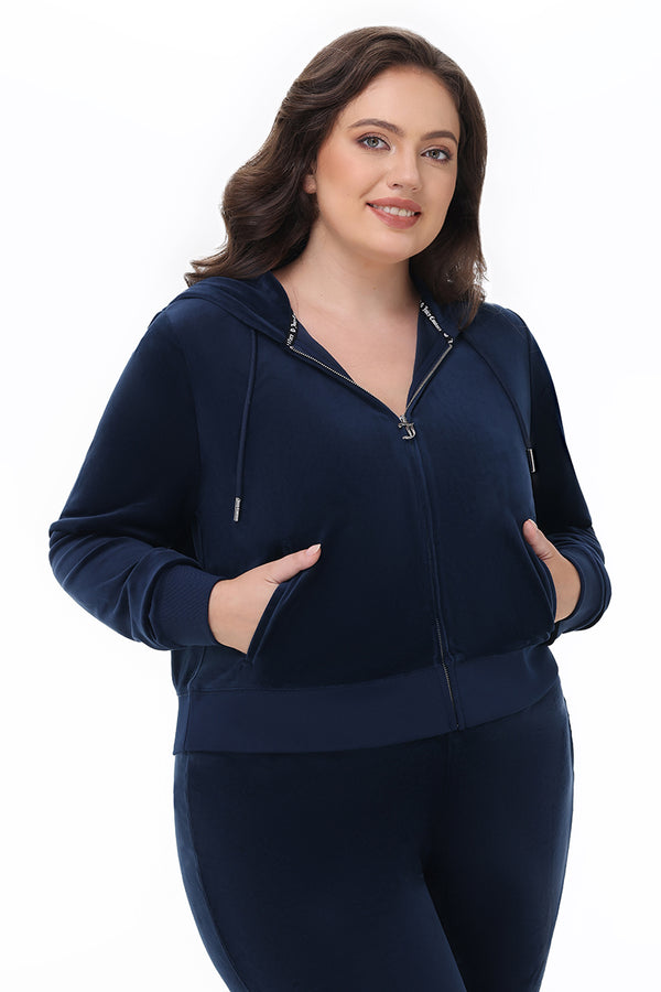 Juicy Couture Plus-Size OG Big Bling Velour Hoodie