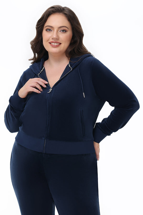Juicy Couture Plus-Size OG Big Bling Velour Hoodie