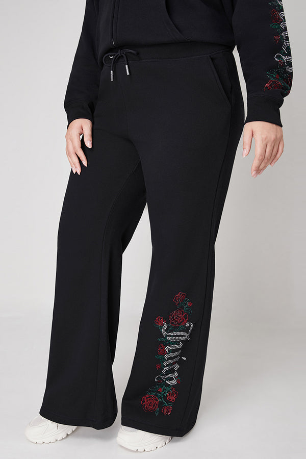 Juicy Couture Plus-Size Roses Wide Leg Track Pants