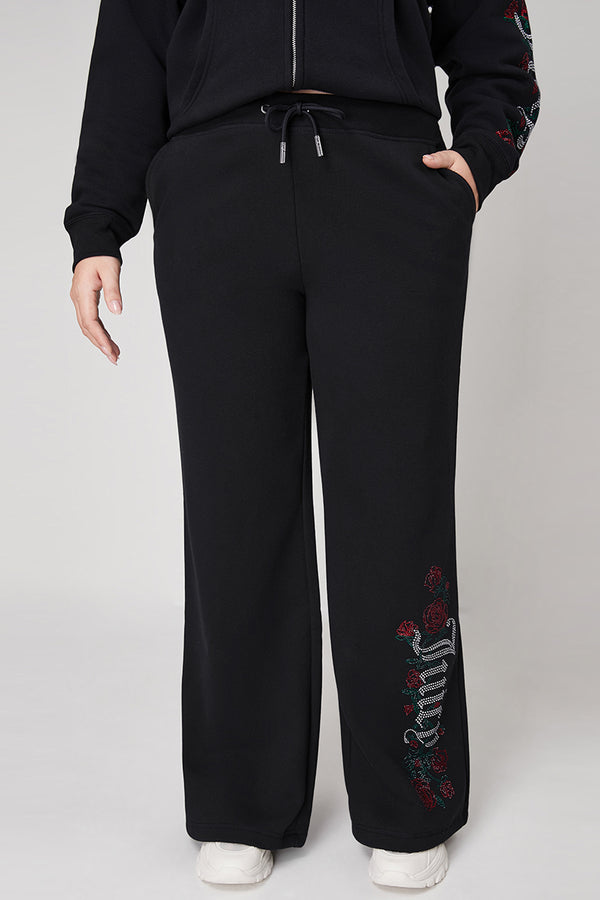 juicy couture Plus-Size Roses Wide Leg Track Pants
