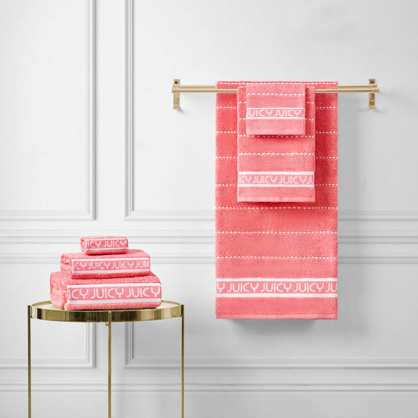 Juicy Couture Plush Stripe Bath Towel Set