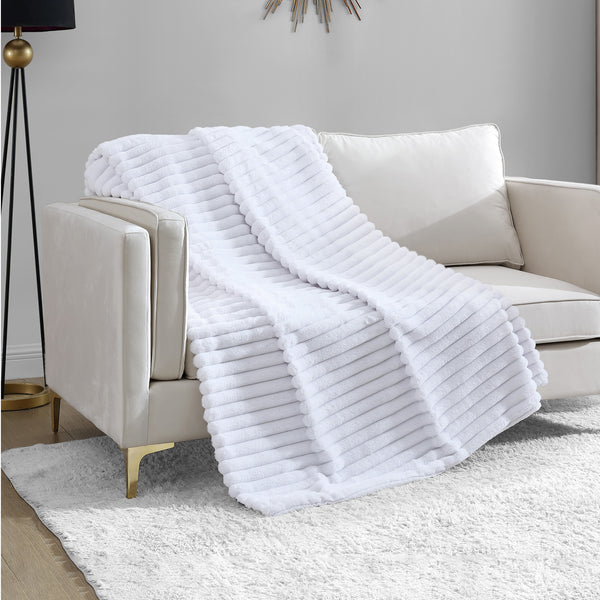 juicy couture Ribbed Faux Fur Throw Blanket