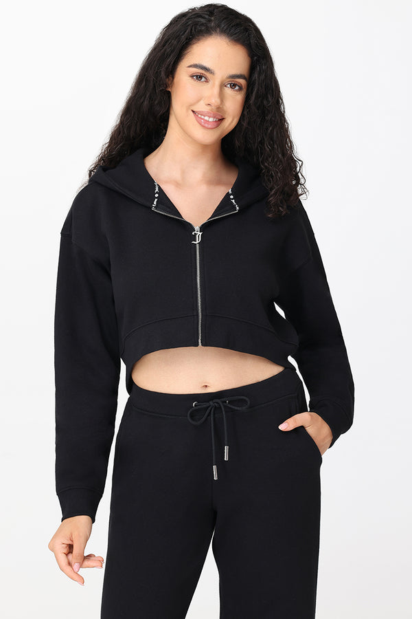 Juicy Couture Roses Cropped Zip Front Hoodie