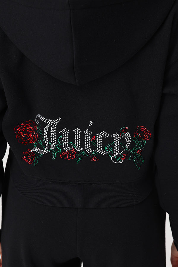 Juicy Couture Roses Cropped Zip Front Hoodie