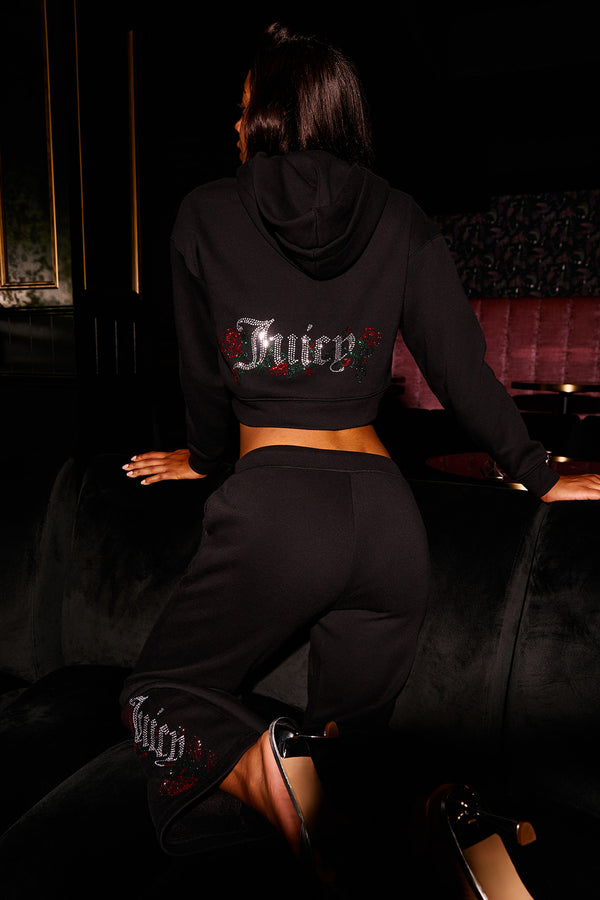 juicy couture Roses Cropped Zip Front Hoodie
