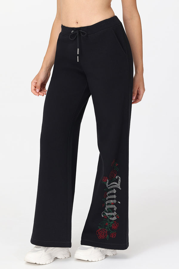 Juicy Couture Roses Wide Leg Track Pants