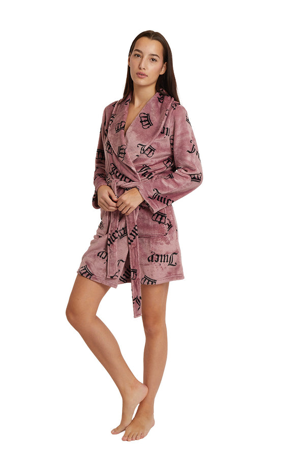Juicy Couture Shawl Collar Plush Robe