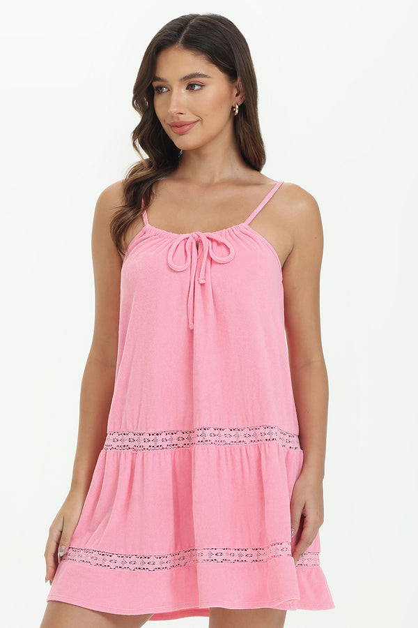 Juicy Couture Towel Terry Lace Trim Tiered Dress