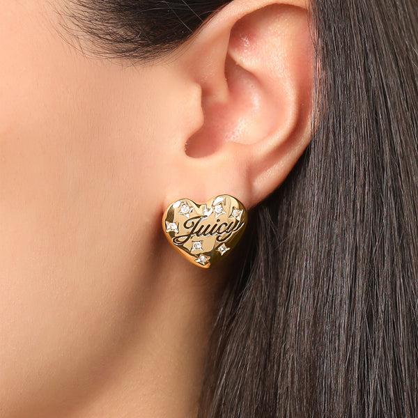 Juicy Couture Juicy Crystal-Embellished Heart Stud Earrings