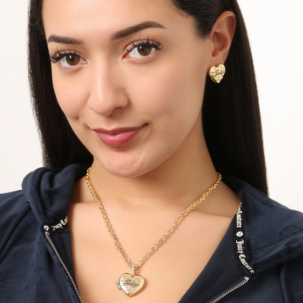 Juicy Couture Juicy Crystal-Embellished Heart Stud Earrings