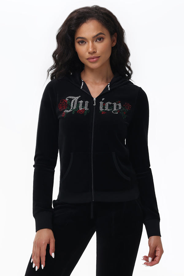juicy couture Juicy Roses Bling Cotton Velour Hoodie